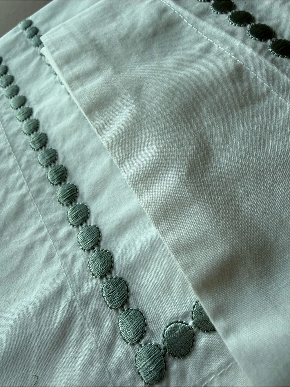 Pottery barn pearl organic cotton Euro shams set of two silver sage in color